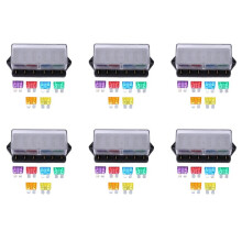 6X 6 WAY FUSE HOLDER BOX CAR VEHICLE CIRCUIT BLADE FUSE BOX BLOCK + FREE FUSE US