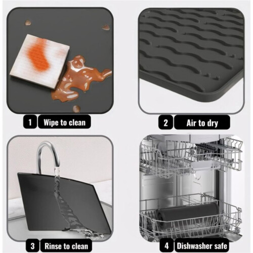 Coffee Bar Mat, Large Drying Mat for Kitchen Counter,Waterproof Countertop Protector for Espresso Machine(Black) 1