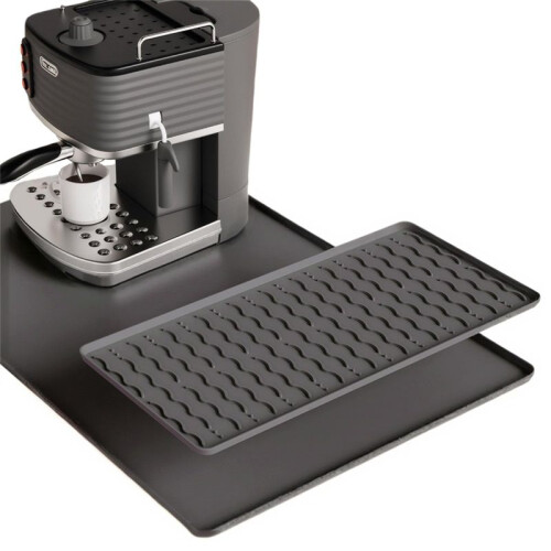 Coffee Bar Mat, Large Drying Mat for Kitchen Counter,Waterproof Countertop Protector for Espresso Machine(Black) 2