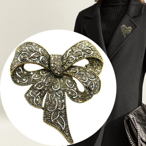 Grande broche à nœud papillon avec strass élégants, accessoire-1 1