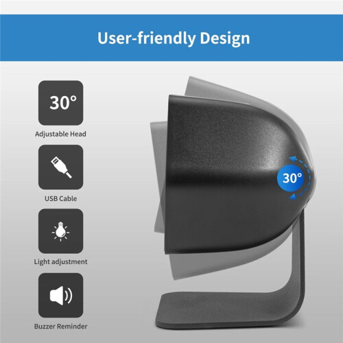 Desktop 2D QR Barcode Scanner, High Scan Performance Supermarket Barcode Scanner QR Code Cashier Scanning Barcode Reader 2