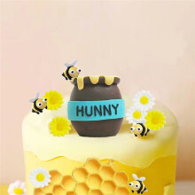 Honey Jar Cake Topper Honeycomb Cake Topper for Birthday Baby Shower Daisy Honeycomb Bee Jar Foam Cake Topper Party