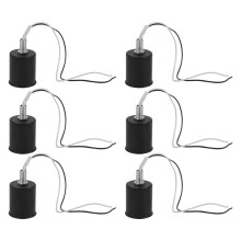6X E27 Ceramic Screw Base Round LED Light Bulb Lamp Socket Holder Adapter Metal Lamp Holder with Wire Black