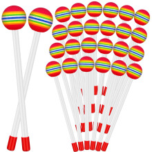 24 Pcs Kids Drum Sticks and Timpani Mallets 8.5 Inch Colorful Lollipop Design Soft Foam Heads for Classroom Use