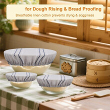 Reusable Bowl Covers for Bread Proofing, 9/10/13 Inches Bread Proofing Cover, 3 Pcs Linen Cotton Food Cover
