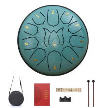 6 Inch 11 Notes Steel Tongue Drum D Major Handpan Drum Clear Resonant Sound Blue Finish with Bag and Drumsticks