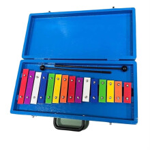 15 Key Glockenspiel Xylophone with Mallets and Case, Colorful Kids Instrument for Music Learning