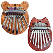 8 Key Mini Kalimba Thumb Piano Set Cat and Bear Shaped for Kids and Adults, Wood Finish with Lanyard