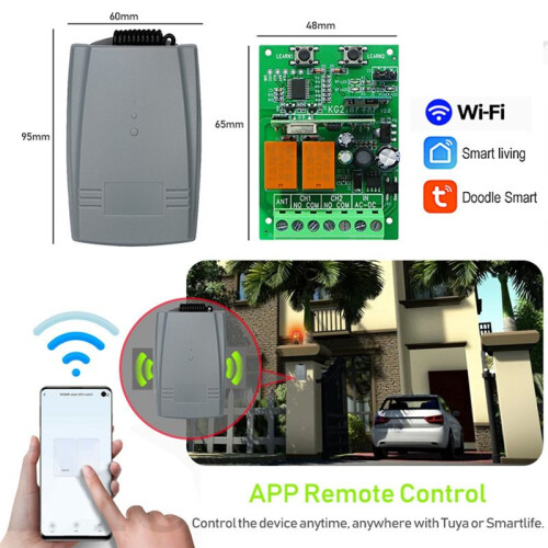 WiFi RF Garage Gate Sliding Door Opener Tuya   Wireless Remote Control  12V 24V Receiver Rolling Code 2