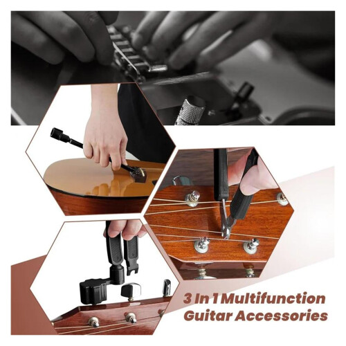 Guitar String Winder and Cutter Tool Kit with Bridge Pin Puller, Ergonomic Non‑Slip Grip for Fast String Changes 1