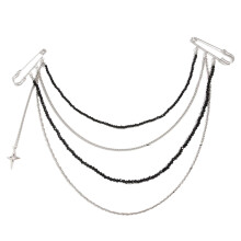 Portable Brooch with Tassels Chain for Everyday Fashion-C