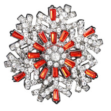 Secure Attachment Snowflake Brooch Accessory With 3D-Red