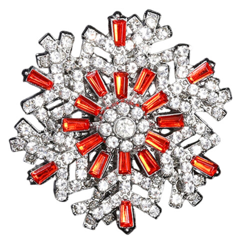 Secure Attachment Snowflake Brooch Accessory With 3D-Red