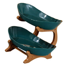 2 Levels Party Serving Dish Nonslip Bottom Food-green brown