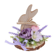 Wood Easter Rabbit Ornament Hand Carved Wood Animal-Purple