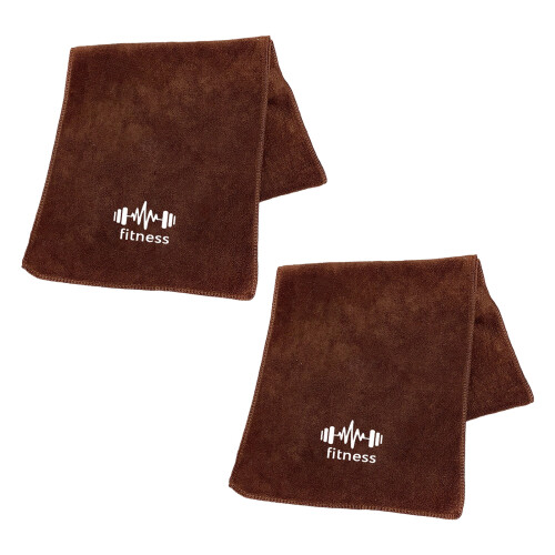 2pcs Soft Quick Drying Gym Towel Multiple Color-Coffee Color