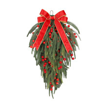 Christmas Realistic Pine Teardrop Swag with Red Bow and-O