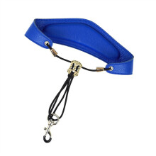 Adjustable Leather Saxophone Neck Strap with Brass Steel Hook and Padded Support for Alto Tenor Blue