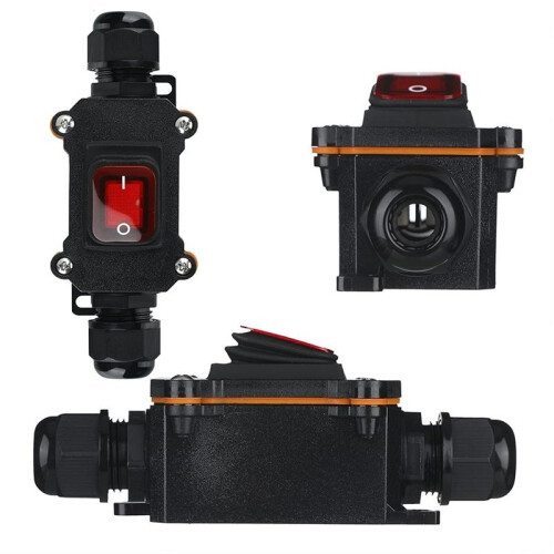 2 Pcs 12V Inline  Waterproof Inline Cord  Waterproof Toggle  with Red Light Rocker Button 1