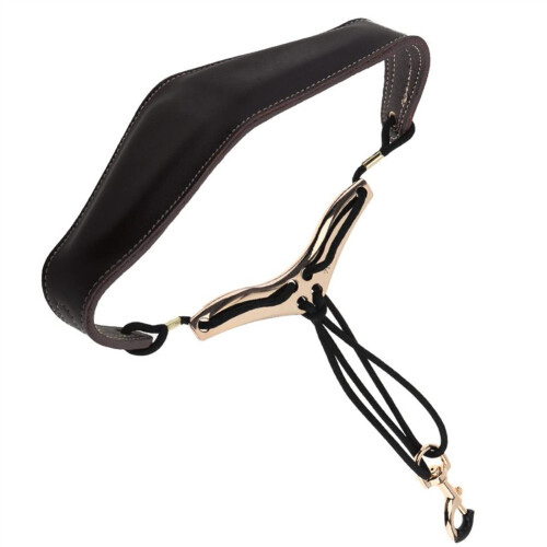 Leather Saxophone Neck Strap Adjustable Double Shoulder Support Cowhide Comfortable Design Black