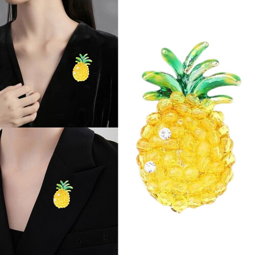 Adorable Pineapple Design Brooch Featuring Shining Stones For 1