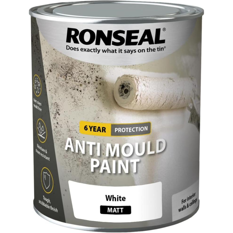 Ronseal 6 Year Anti Mould Paint White Matt 750Ml 5061097015082