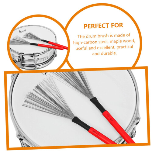 Red Maple Handle Drum Brushes for Jazz Drummers,  Percussion Wire Brushes for Beginners and Students 1