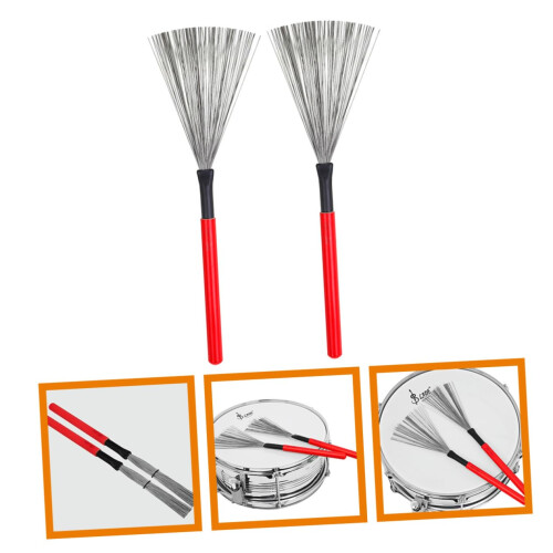Red Maple Handle Drum Brushes for Jazz Drummers,  Percussion Wire Brushes for Beginners and Students 2