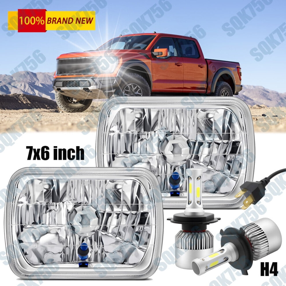 Pair 120W 5X7"7X6" Square Led Headlights Hi-Lo Fit For Ford F150 F250 L9000 Truc 9365509693278