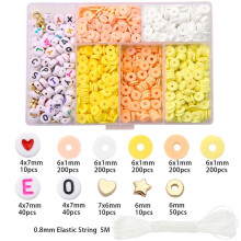 Clay Beads Bracelet Making Kit – 1160+ Pcs Polymer, Gold & Silicone Beads (6mm), Compatible with Jewelry Making