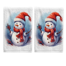Christmas Snowman Hand Towels Cotton 15.5x29.5 Inch