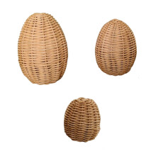 3-teiliges Set handgewebter Ostereier aus Rattan