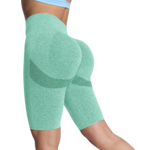 Sømløse yogashorts til kvinder med høj talje og ballløft, mintgrønne bikershorts til træning, mavekontrol, fitnesscenter, lounge, atletisk