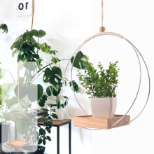 Karymi Wooden Hanging Planters with Cotton Rope – Compatible with Indoor Plants, Window Display, Bedroom Decor & Gifts
