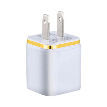 Încărcător de perete USB cu două porturi, adaptor de încărcare rapidă compatibil cu telefoanele mobile, încărcător de călătorie auriu