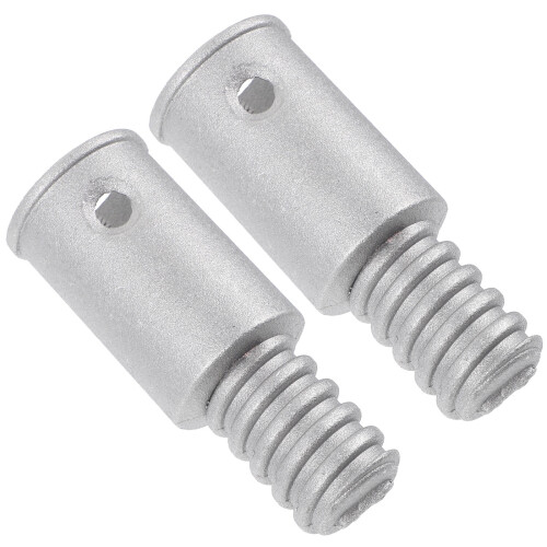2Pack Heavy Duty Broom Handle Threaded Tip Silver Metal for Office Cleaning