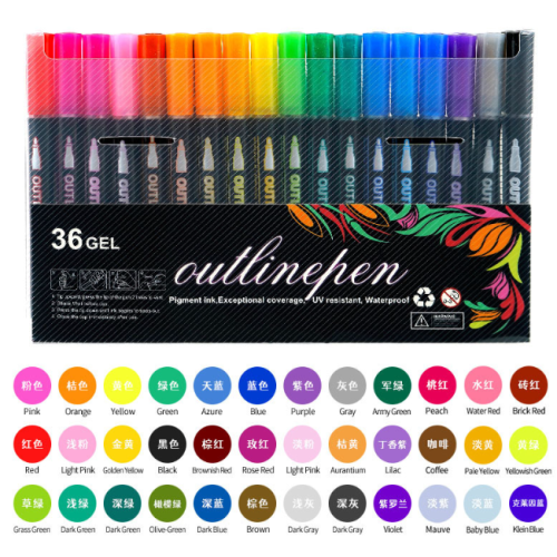 Outline Pens Metallic, Coloring Lightstick Graffiti Pen