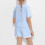 Butterfly Checkered Sleeve Outfit Set Sky Blue 2-Piece for 4