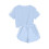 Butterfly Checkered Sleeve Outfit Set Sky Blue 2-Piece for 8