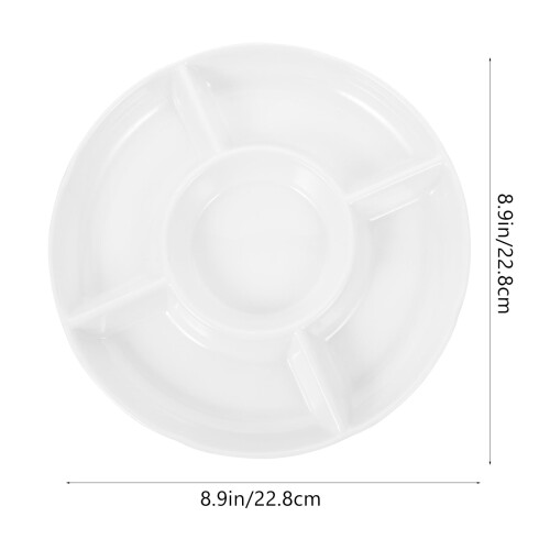 2pcs Appetizer Serving Tray 5-Compartment Round Divided Serving Platter For Snack Chips Dip Party 1