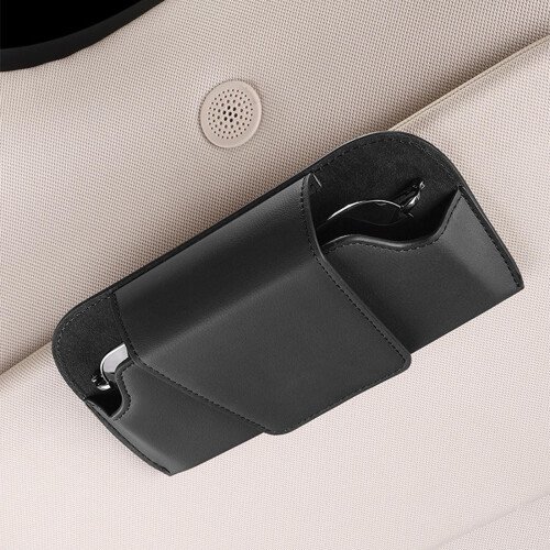 Sun Visor Sunglasses Case Clip Leather Storage Box 2