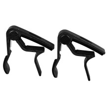 Guitar Capo 2 Pack, Adjustable SpringLoaded Quick Change for Acoustic Guitar with 5 Picks, Black