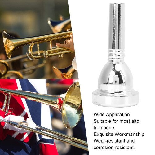 FLEXMAN Tenor Trombone Mouthpiece SilverPlated Brass Replacement (Silver) 1