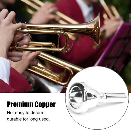 FLEXMAN Tenor Trombone Mouthpiece SilverPlated Brass Replacement (Silver) 2