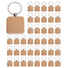 300 Stück DIY Blank Holz Schlüsselanhänger Quadrat Geschnitzter Schlüsselanhänger Holz Schlüsselanhänger Ungefähr 40 X 40 mm