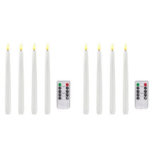 8 Pcs Remote Flameless Candlesticks,Timer Battery Operated LED Taper Candles for Halloween,Wedding Decoration White