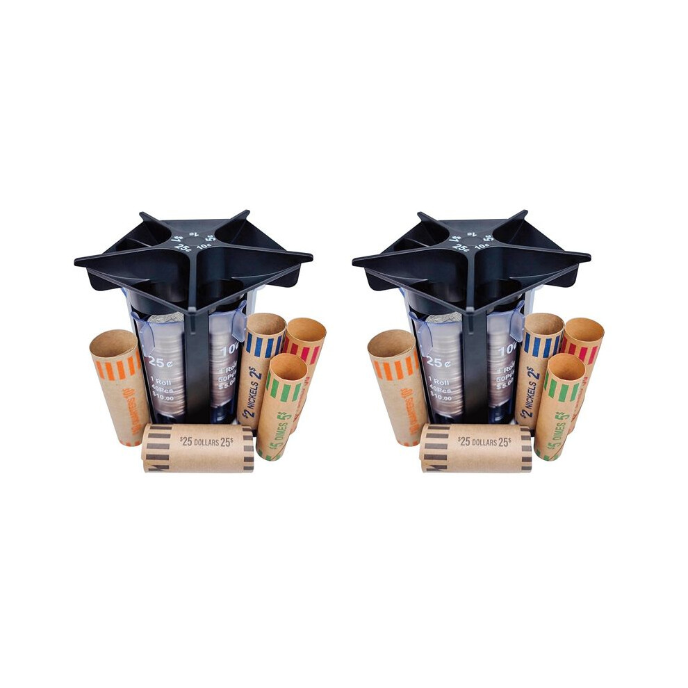 2X Coin Sorter Tube Coin Counter With Coin Wrappers,5-In-1 Change Sorter Change Counter Machine 4712087015889
