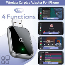 Kabelloser CarPlay-Adapter für , Kabelgebundenes auf Kabelloses CarPlay, Kabelloser Adapter für  CarPlay mit Kabel USB & USB-C B