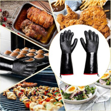 4x Luvas para Churrasco - 1472F Engrossar Luvas Resistentes Ao Calor com Gancho S/Gancho 14 em Luvas de Forno de Cozinha Luvas ImpermeáVeis para