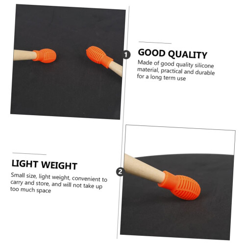 Drumstick Mute Tips 4 Pack Orange Drumstick Covers for Quiet Practice, Fits Standard Drumsticks 1